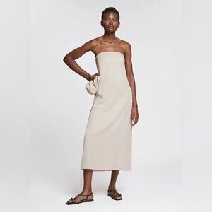 & Other Stories Beige Cream Strapless Bustier Midi Column Dress - 6